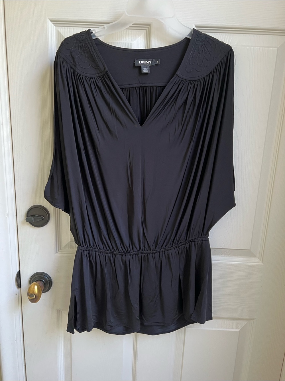 DKNYC Black V-Neck Elastic Waist Swim Coverup